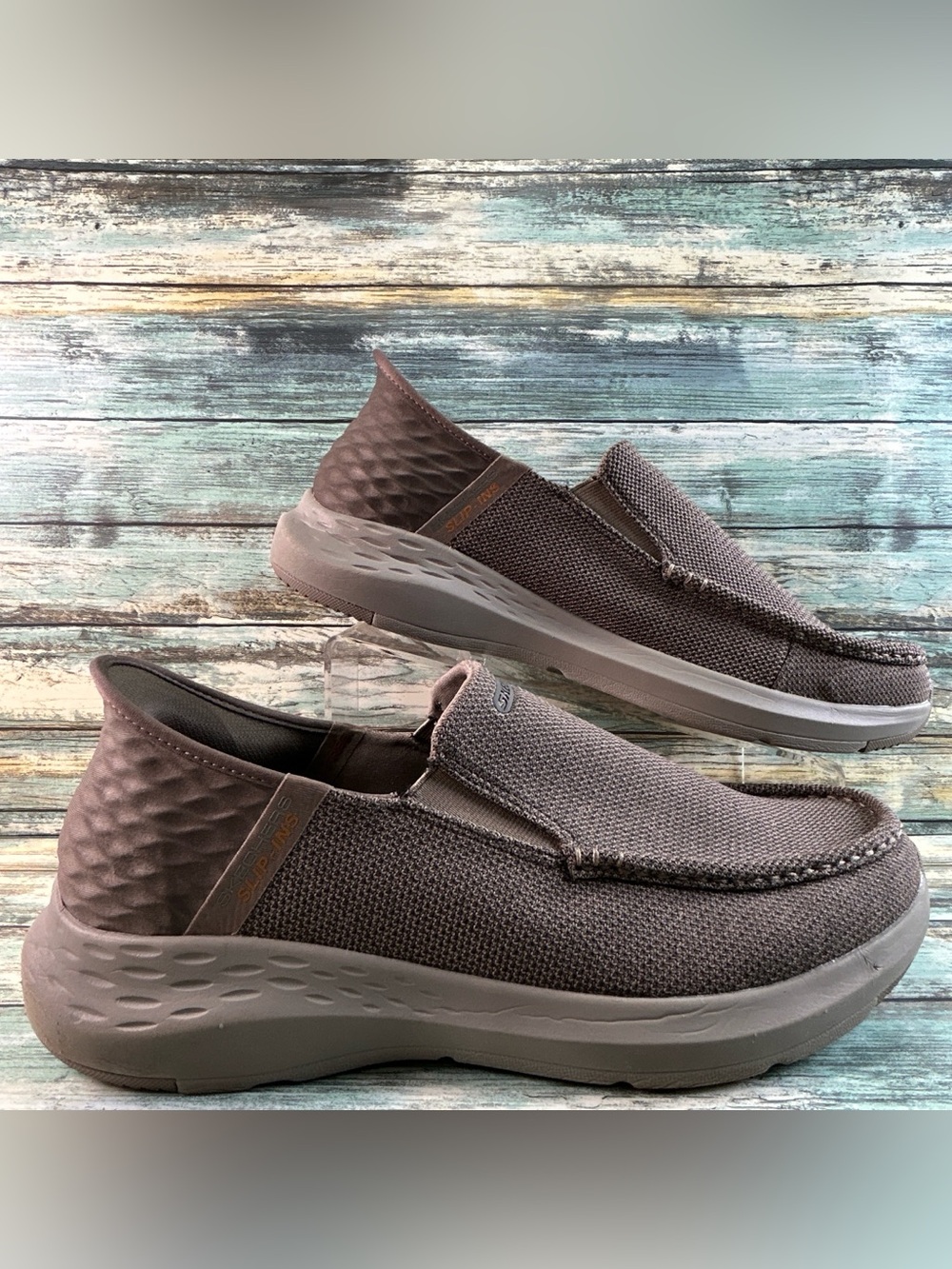 Skechers Slip Ins Parson Ralven Hands Free Sneakers Mens Size 12 Taupe Fabric